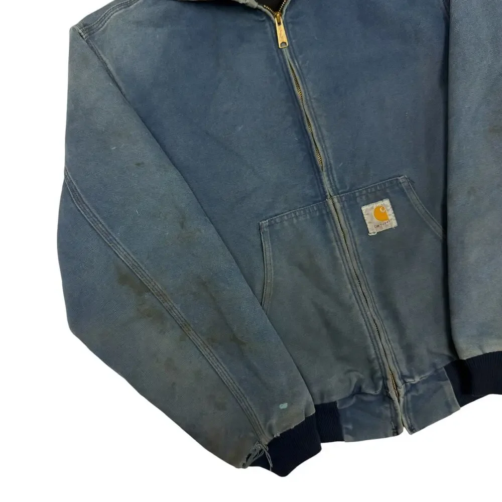 Carhartt blue hooded work wear jacket